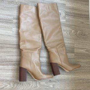 Brown leather boots